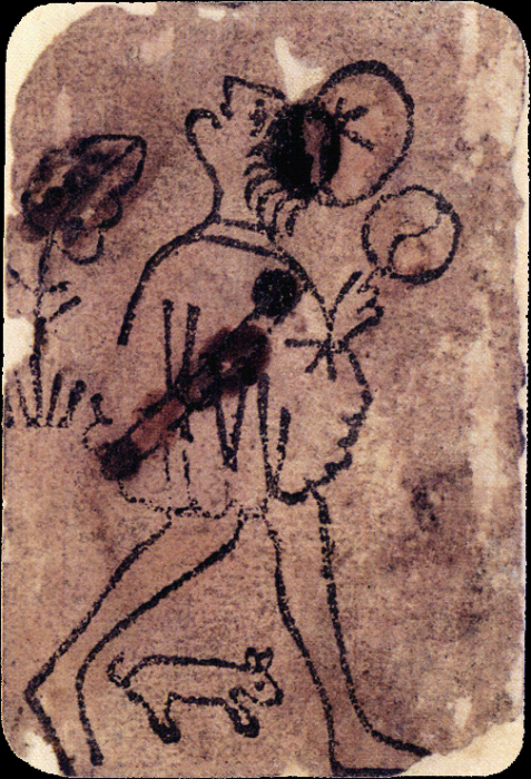 Fante di denari, carta da gioco risalente al 1390/1410. La fotografia  di Flanker, fonte wikipedia.